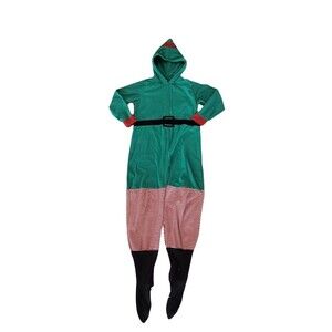 Joe Boxer Elf Footed One-Piece Pajamas with Hood Green Women’s Size Medium